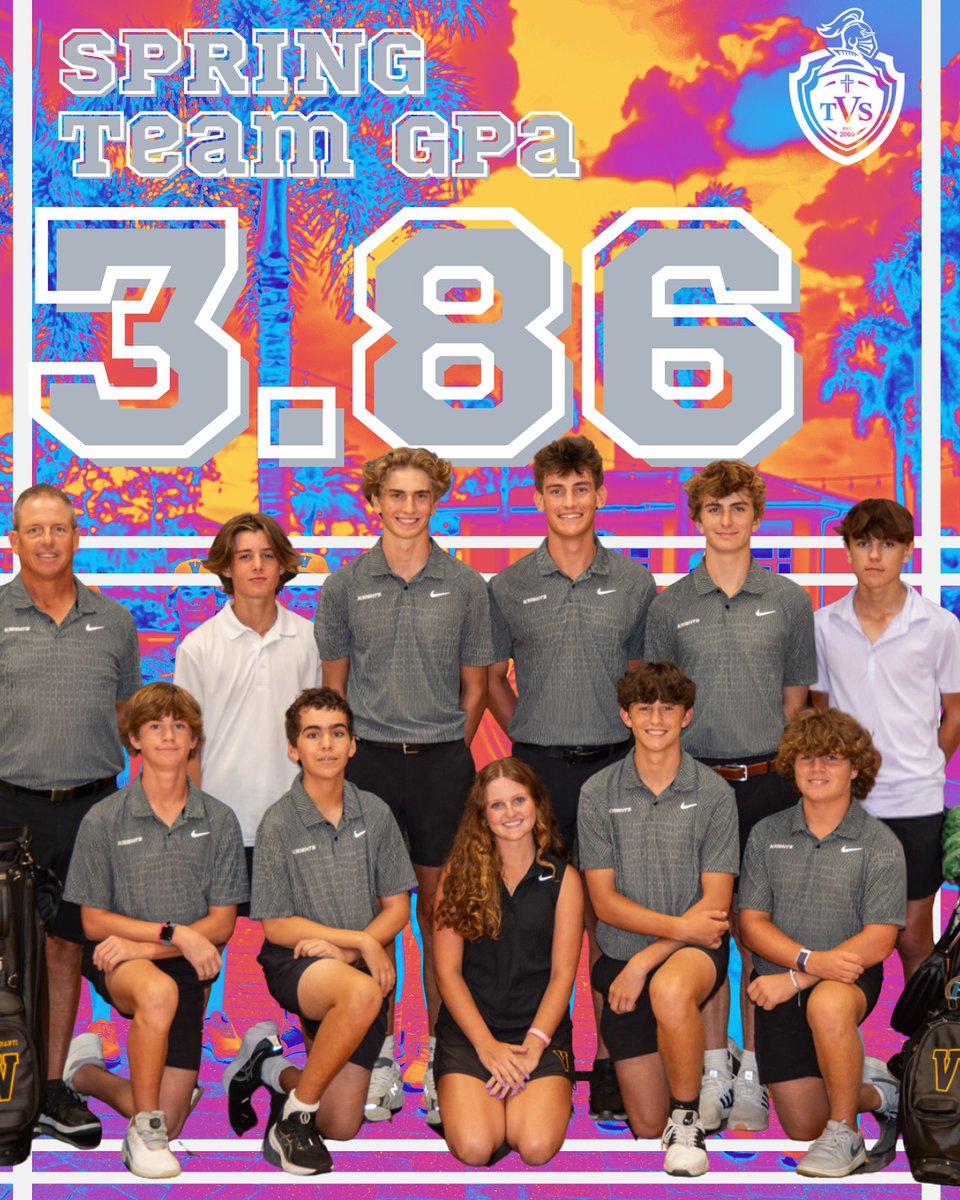 TVSknights's tweet photo. Brains &amp; Birdies! Our golf team crushed it this spring, with a team GPA average of 3.86! We're so very proud of this smart, driven, and hard-working group of student-athletes who continue to raise the bar
#StudentAthletes #TeamGPA #golf #KnightsForLife #DefendTheShield #WeAreTVS https://t.co/PqpxO2zFY6