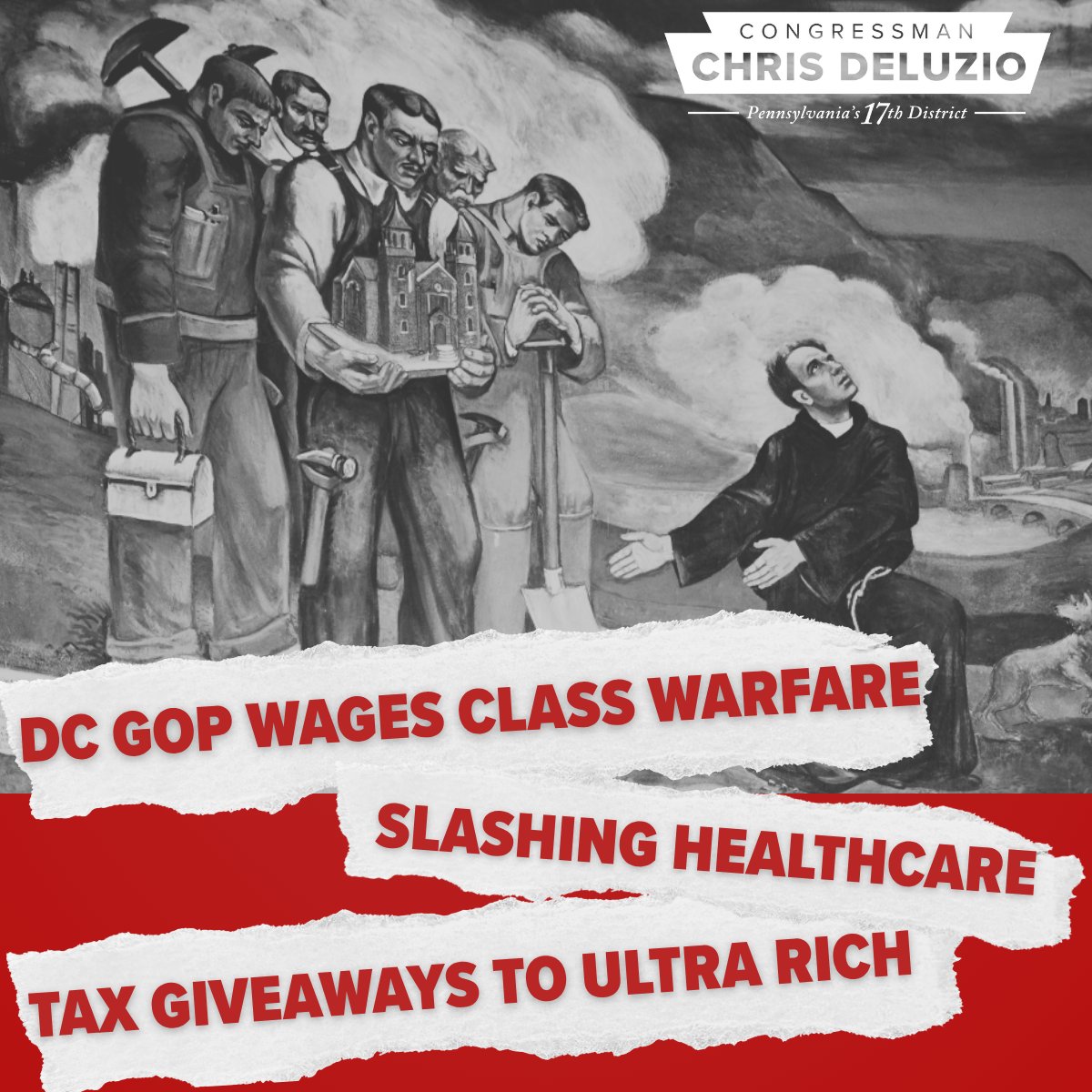 RepDeluzio's tweet image. Never forget that D.C. Republicans forced through the largest health care cuts in history—to pay for tax giveaways to the richest people who have ever lived.
It's class warfare against hardworking Americans.