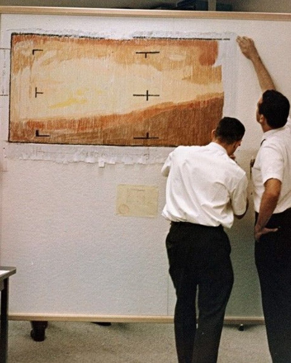 NASAJPL's tweet image. Sometimes, impatience becomes iconic.
When Mariner 4 flew past Mars in 1965, it sent the first-ever up-close images of another world – but the digital images took *hours* to process, so engineers at JPL came up with a "color-by-numbers" workaround. science.nasa.gov/mars/triumph-o…