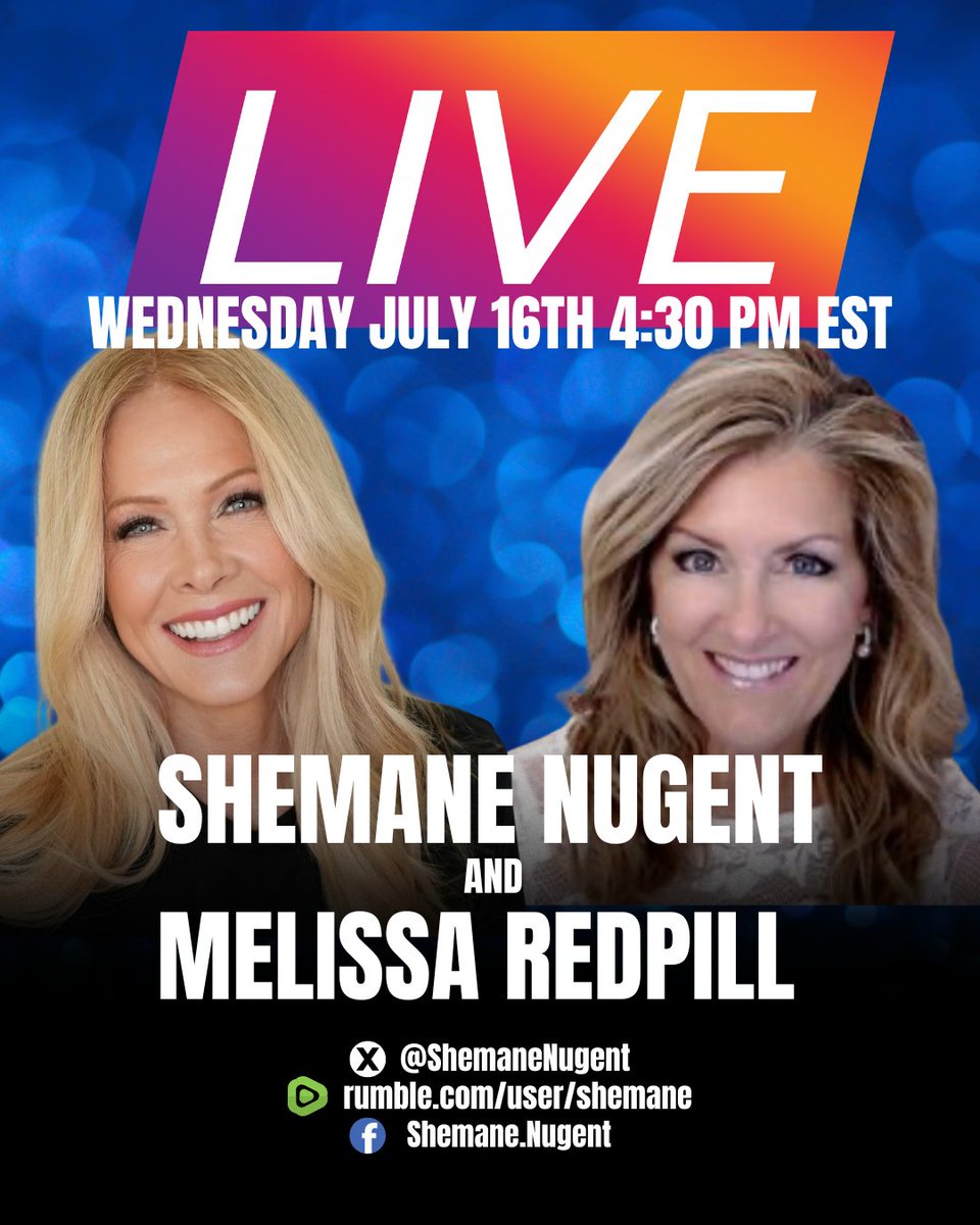 ShemaneNugent's tweet image. 🚨 LIVE TODAY! 🚨
Join me and the bold and brilliant Melissa Redpill for a powerful conversation you won’t want to miss!
🗓️ Wednesday, July 16th
⏰ 4:30 PM EST
📍 Streaming on Facebook, Rumble, and X
#FaithAndFreedom #LiveStream #MelissaRedPill #ShemaneNugent #TruthMatters…