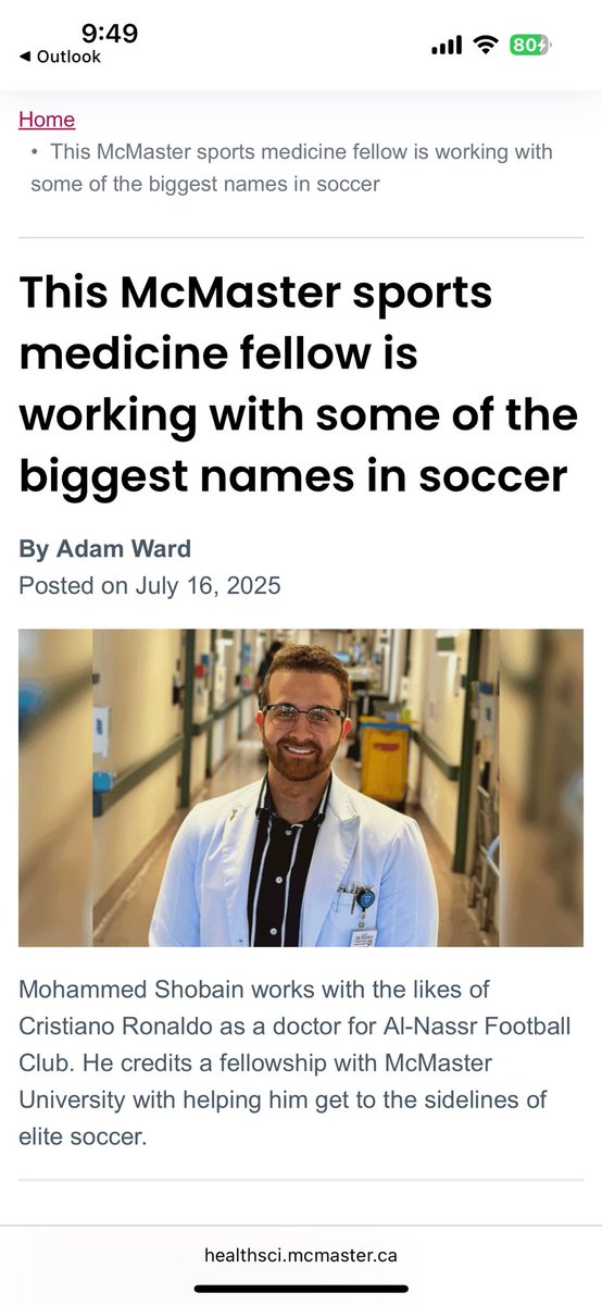 كل الشكر والتقدير لجامعة ماكماستر العريقة على تسليط الضوء على رحلتي كطبيب مبتعث سعودي كخريج زمالة الطب الرياضي إلى طبيب في نادي النصر 💛

تشرفني زيارتكم للخبر:
healthsci.mcmaster.ca/this-mcmaster-…

#McmasterUniversity #mcmaster