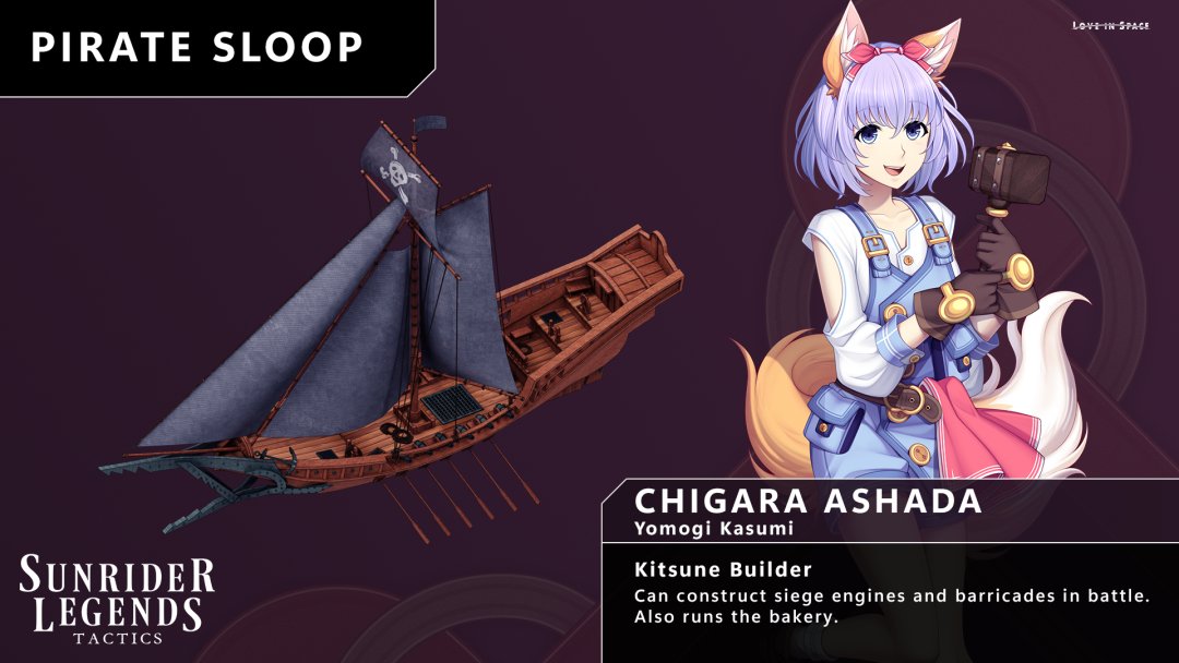 sekaiproject's tweet image. Chigara Ashada, the kitsune builder! She can construct siege engines and barricades in battle. She also runs the bakery.

Wishlist Sunrider Legends Tactics, coming Aug 1st to Steam!
store.steampowered.com/app/3854880/Su…