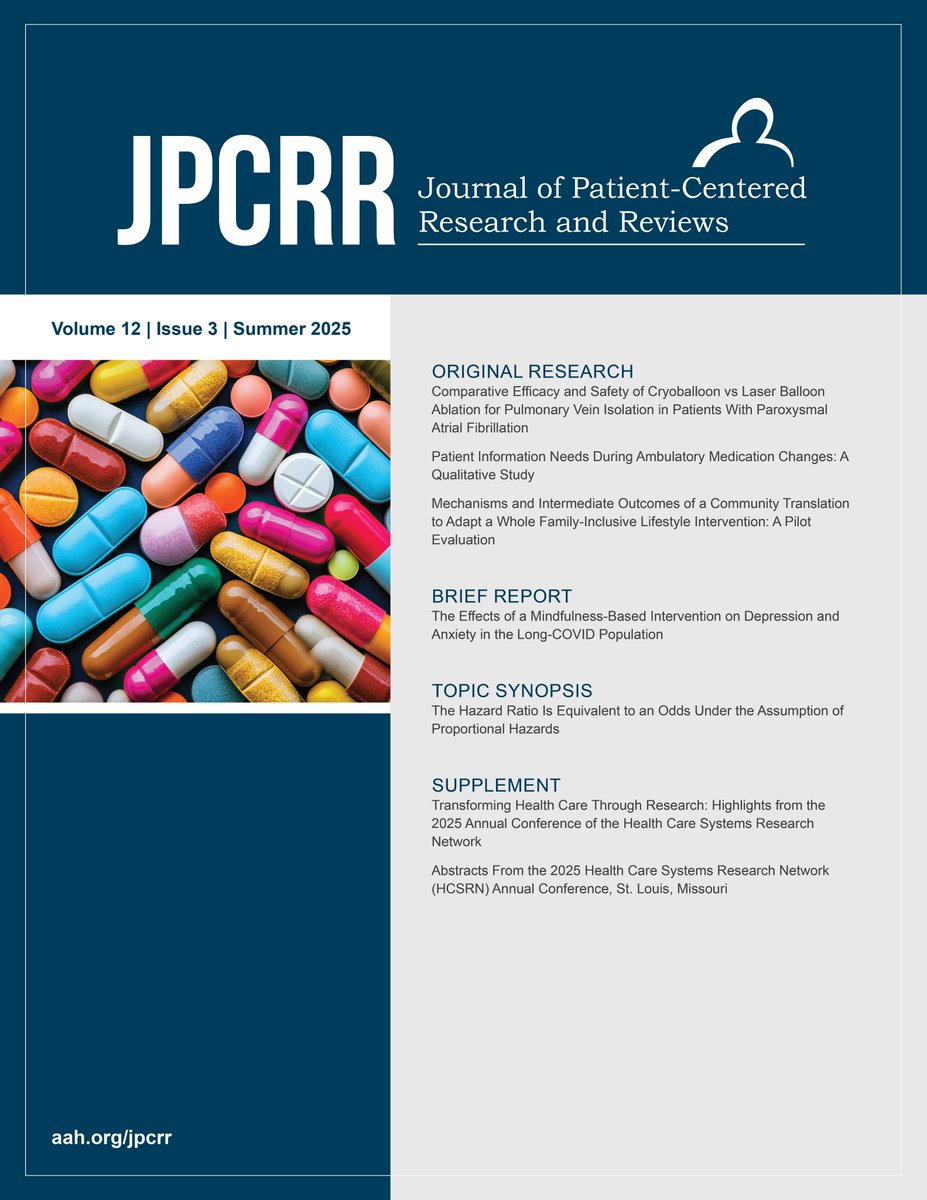 Journal of Patient-Centered Research & Reviews (@jpcrr) on Twitter photo NOW PUBLISHED!! <a href="/JPCRR/">Journal of Patient-Centered Research & Reviews</a> Vol. 12, Issue 3: aah.org/jpcrr. No paywalls. Completely #OpenAccess.
Sincerest congratulations to <a href="/HCSRN/">HCSRN</a> <a href="/mtmdphd/">Mike Thompson, MD, PhD, FASCO</a> <a href="/debsimpson3/">Deb Simpson</a> <a href="/bzmorgenstern/">Bruce Morgenstern</a> <a href="/annzgeorge/">Ann George, PhD</a> <a href="/masry_hicham/">Hicham El Masry</a> <a href="/DrBeckyMitchell/">Becky Mitchell</a> <a href="/ibsdoc/">Dr Adam Farmer, PhD FRCP</a> <a href="/ppsengupta1/">Partho P Sengupta</a> <a href="/morleycp/">Chris Morley, PhD</a> NOW PUBLISHED!! <a href="/JPCRR/">Journal of Patient-Centered Research & Reviews</a> Vol. 12, Issue 3: aah.org/jpcrr. No paywalls. Completely #OpenAccess.
Sincerest congratulations to <a href="/HCSRN/">HCSRN</a> <a href="/mtmdphd/">Mike Thompson, MD, PhD, FASCO</a> <a href="/debsimpson3/">Deb Simpson</a> <a href="/bzmorgenstern/">Bruce Morgenstern</a> <a href="/annzgeorge/">Ann George, PhD</a> <a href="/masry_hicham/">Hicham El Masry</a> <a href="/DrBeckyMitchell/">Becky Mitchell</a> <a href="/ibsdoc/">Dr Adam Farmer, PhD FRCP</a> <a href="/ppsengupta1/">Partho P Sengupta</a> <a href="/morleycp/">Chris Morley, PhD</a>