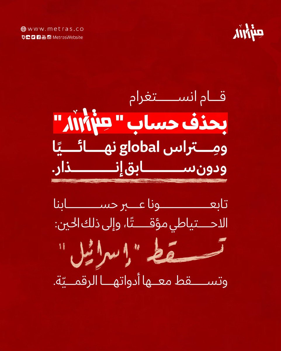 تابعونا عبر حسابنا الاحتياطي 
instagram.com/metraswebsitee