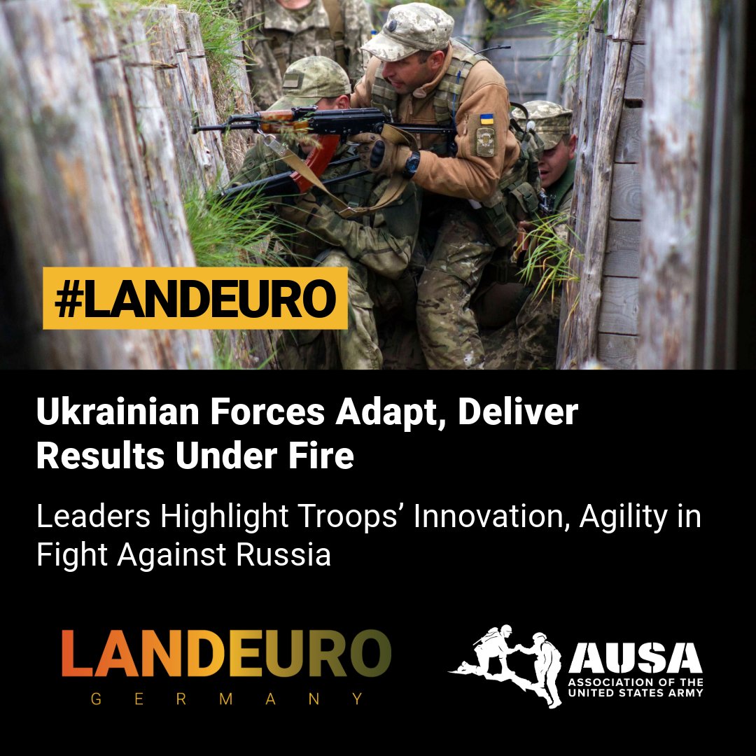 AUSAorg's tweet image. Ukrainian Forces Adapt, Deliver Results Under Fire
Leaders Highlight Troops’ Innovation, Agility in Fight Against Russia
#ReadMore: loom.ly/FErvvt4
#LANDEURO #AUSAorg #AUSA #USArmy #ukraine #russia