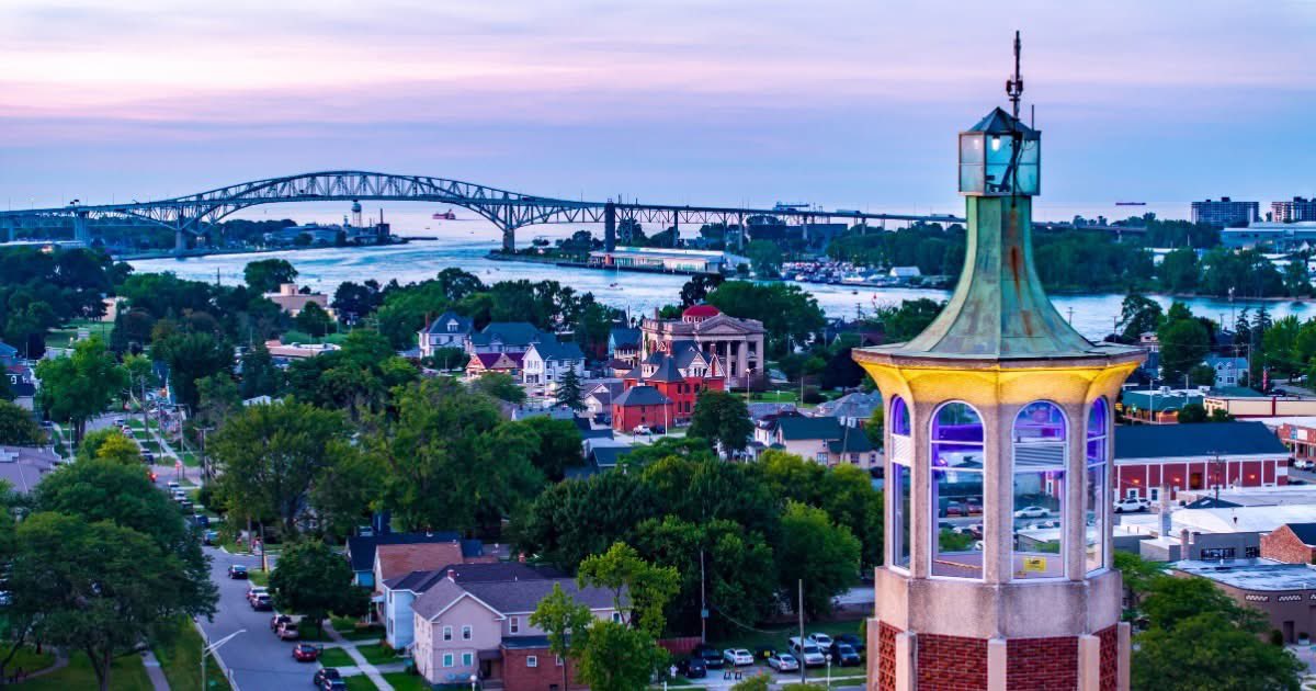 Port Huron is on the 43rd parallel north marked at the Blue Water Bridges
📸 Nick Heacock