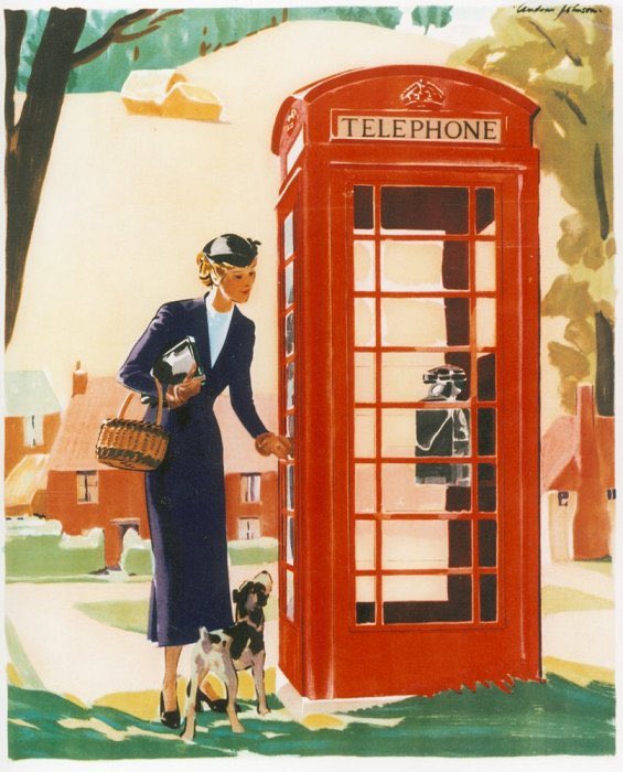 DurhamWASP's tweet photo. Publicity artwork for the K6 phone box [1936] https://t.co/kNPutGVyU5