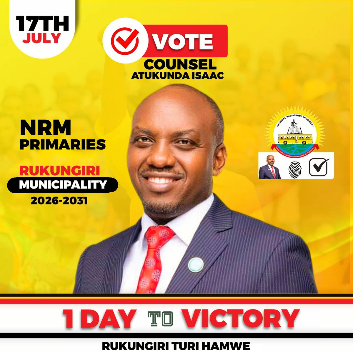 ATHAN DUMONKEY (@athan_tukundane) on Twitter photo Dear Rukungiri Municipality, remember it’s only us who can choose our future by voting Counsel <a href="/Atukundaisaac1/">Atukunda Isaac</a> as our MP. Let’s stand united, vote wisely, and secure development, integrity, and true representation for our beloved town this election.
Hours to go Dear Rukungiri Municipality, remember it’s only us who can choose our future by voting Counsel <a href="/Atukundaisaac1/">Atukunda Isaac</a> as our MP. Let’s stand united, vote wisely, and secure development, integrity, and true representation for our beloved town this election.
Hours to go