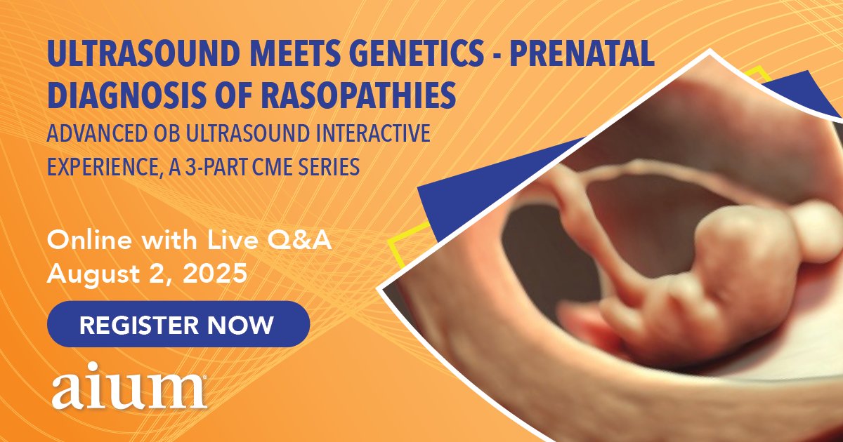 AIUMultrasound's tweet image. Join us for Ultrasound Meets Genetics - Prenatal Diagnosis of RASopathies course. This virtual course can be taken as a standalone course or as part 2 of the 3-part series! Happening Aug 2. Earn up to 2 CME credits. Register here: bit.ly/3FAMkcb