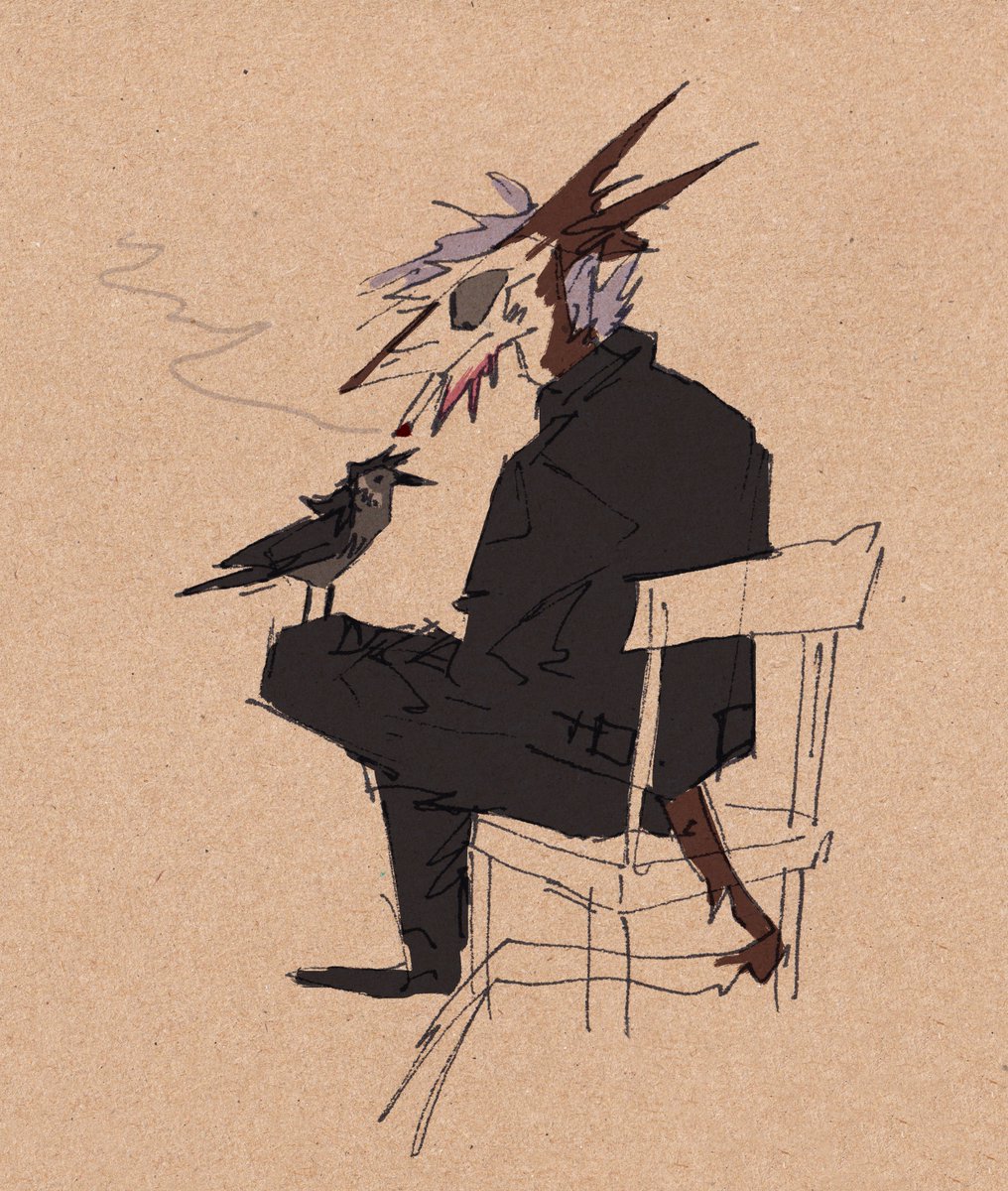 sleepy_muzzle's tweet image. paper sketches colored in photoshop