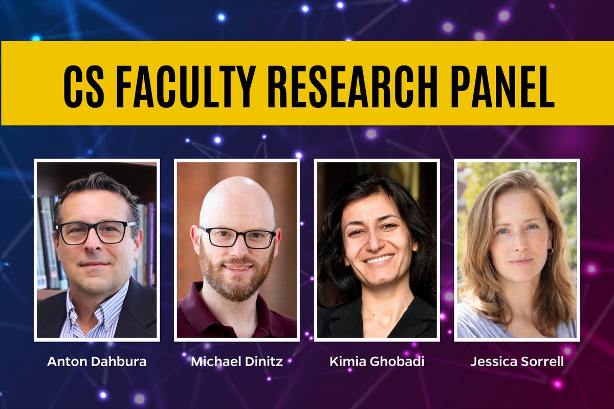JHUCompSci's tweet image. 📢 Attention undergrads! 📢 Check out our 2nd CS Faculty Research Panel of the summer on Thursday, July 31, where faculty like @mdinitz, @KimiaGhobadi & @JessSorrell will help you learn how to apply your degree to the broader world of CS. Learn more at cs.jhu.edu/event/computer…