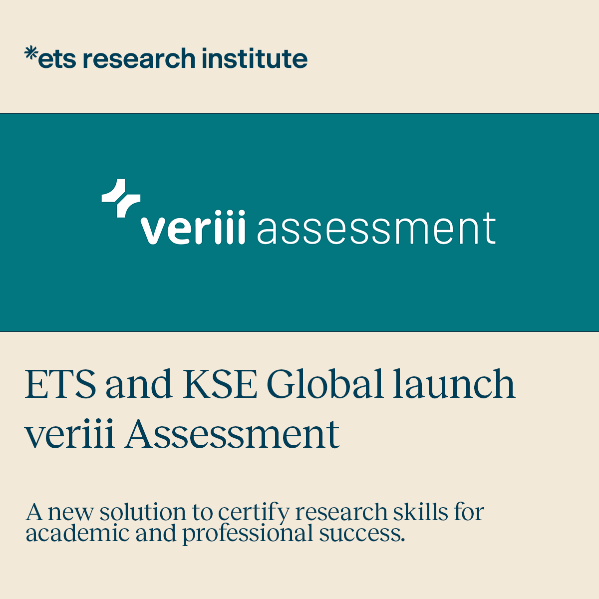 ETSresearch's tweet image. KSE Global and ETS are delighted to announce the launch of the veriii Assessment, a new program designed to help individuals demonstrate & validate their research skills!
For more information & a link to apply to the program, check out our press release: lnkd.in/e9XwHGuw