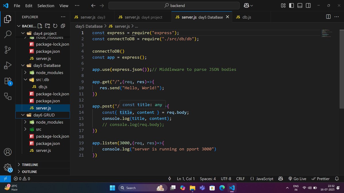 devidasarse25's tweet photo. 🛠️ What I Learned:
Express Middleware (express.json())

Routing and API design

Modularizing code (separate DB file)

Connecting to MongoDB

Clean folder structure for scalable backend
🧠 Project: Notes App + MongoDB. A clean API system-taking  fully functional via Postman https://t.co/y1XM84SpX7