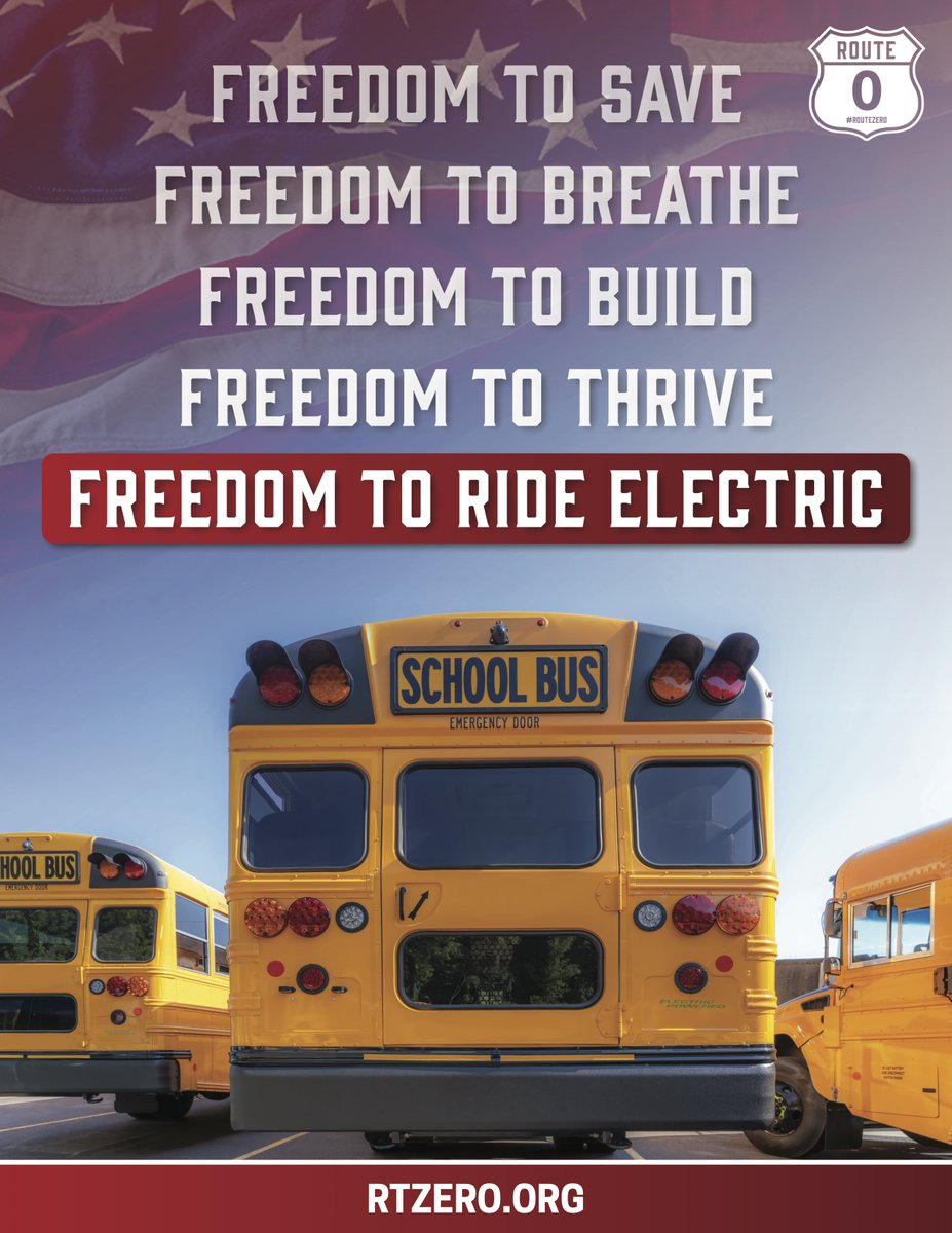 ElectricRoadmap's tweet image. EVs aren’t just for drivers—electric buses deliver lower costs, higher reliability, and cleaner air for students and transit riders nationwide! Let’s protect our budgets and children by preserving the freedom to ride electric. #RouteZero #CleanRide4Kids rtzero.org