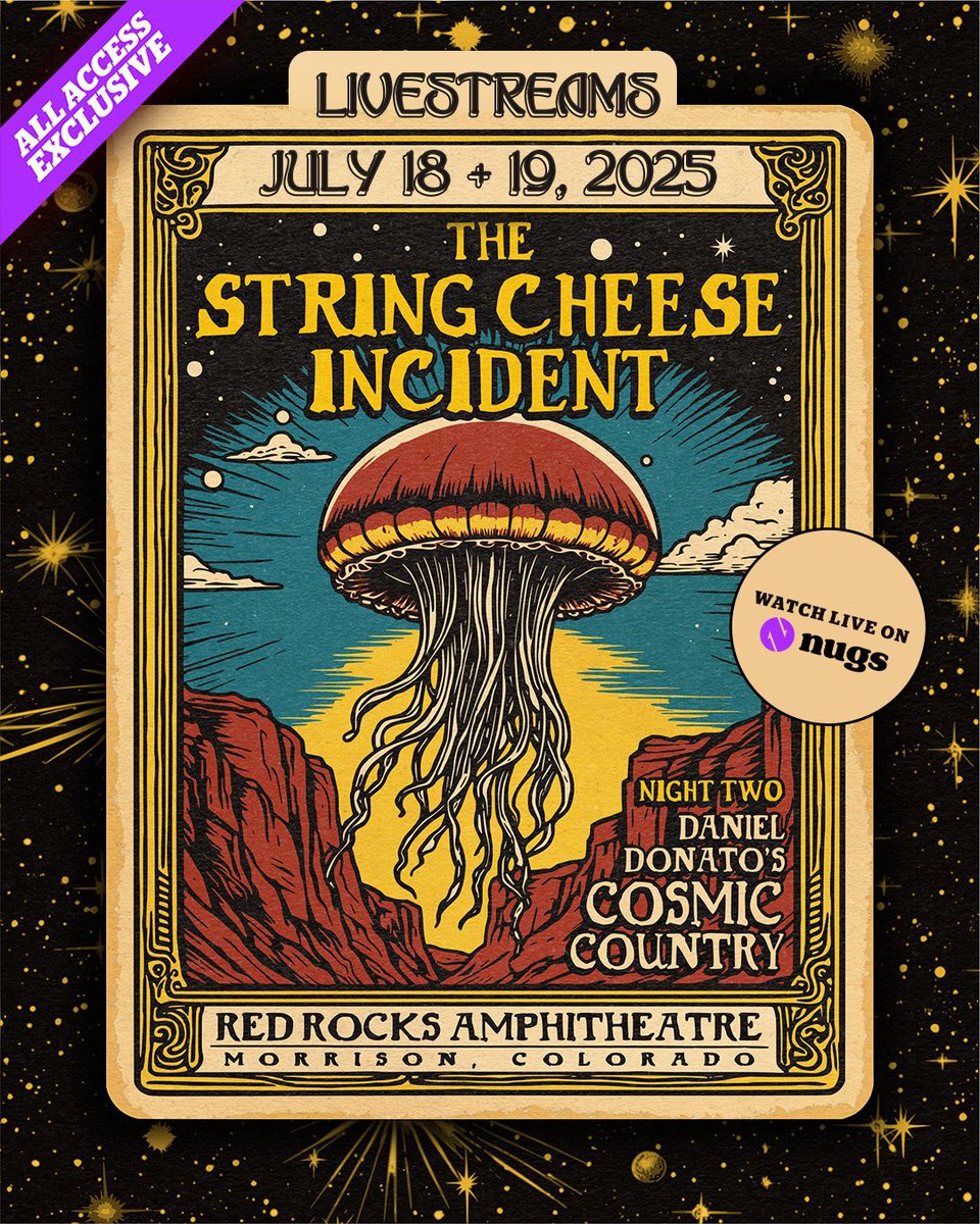 SCI_Official's tweet image. 🪼 Can’t join us on The Rocks this weekend? @nugsnet will be broadcasting live so you don’t miss a note - watch both nights from home for free with an All Access subscription: nugs.net/SCI ☝️