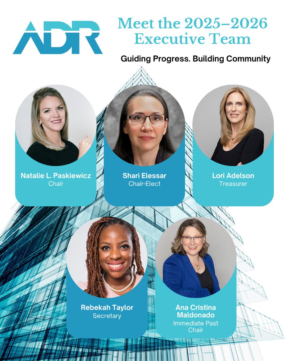 The ADR Section welcomes the 2025 2026 officers. This team will guide our programs, events, and member engagement throughout the year.

Meet the full Executive Council: flabaradr.com/executive-coun…

#ADRSection #FloridaBar #Leadership #Mediation #Arbitration #DisputeResolution