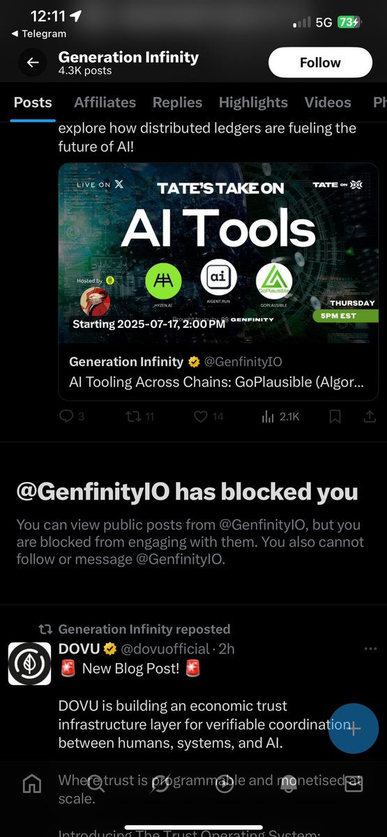 BlueEyedCrypto's tweet image. lol generation infinity blocked me?