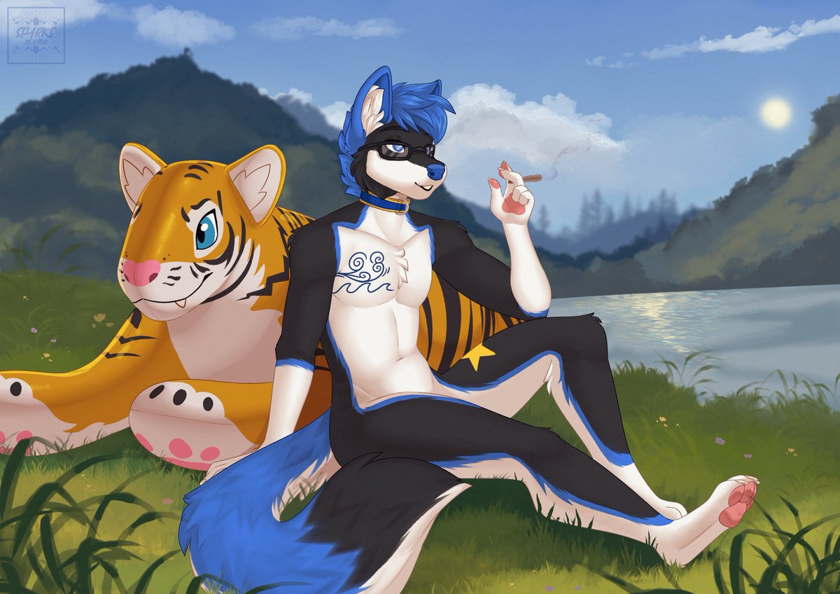 Just relaxing with a squeaky friend