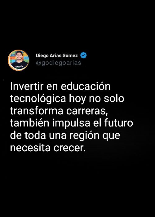 El futuro de Latinoamérica está en la formación tecnológica. 

Preparémonos juntos para los desafíos del mañana. 

La educación accesible es clave. 

¿Estás listo para brillar?