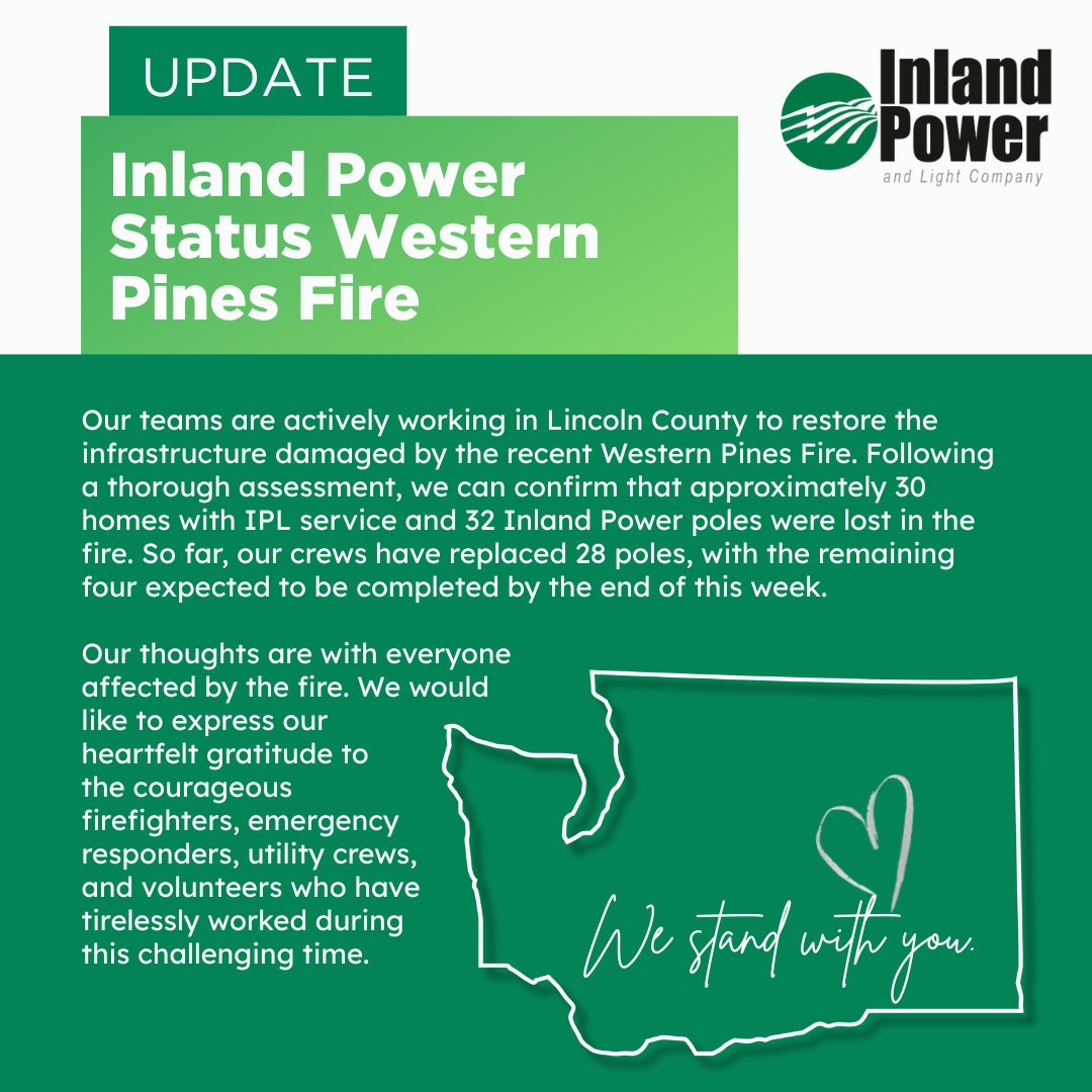 We know the last week has been very difficult for some of our members in Lincoln County due to the Western Pines Fire. Please know that we stand with you during this difficult time.