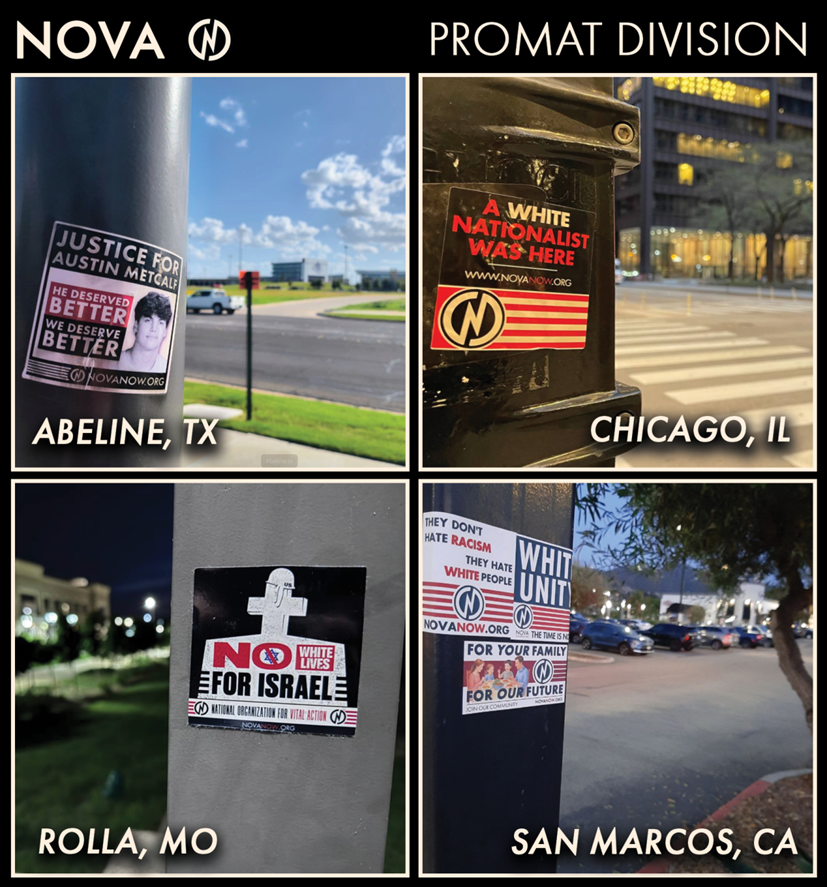 NOVANOWUSA's tweet image. NOVA stickers seen in Abeline, TX, Chicago, IL, Rolla, MO, San Marcos, CA and many other locations. Looking for a pro-White IRL community? There are no dues, there is no mandatory activism, just the camaraderie of likeminded families and a national network to draw on for activist…