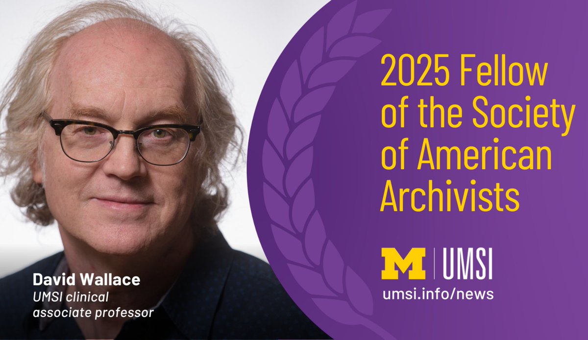 umsi's tweet image. “Dedication, devotion, and faithfulness to archives and the archival profession.”
👏 UMSI’s David Wallace has been named a 2025 Fellow of the Society of American Archivists — the SAA’s highest honor.
🔗 myumi.ch/A146j
@archivists_org