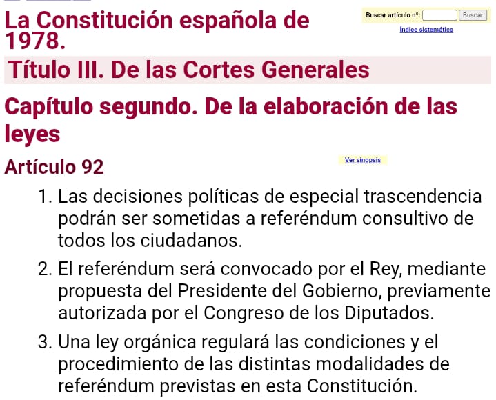 <a href="/vox_es/">VOX 🇪🇸</a> Las leyes están para cumplirse, lastima que no castigan a quien nos miente para captar votontos. 
Sin mayoría no hay referéndum 
Si Vox se ocupara de crecer en lugar de echar a sus cargos electos quizá le creería.
<a href="/Santi_ABASCAL/">Santiago Abascal 🇪🇸</a> Vox NO es tu chiringuito.
Elecciones internas ya!