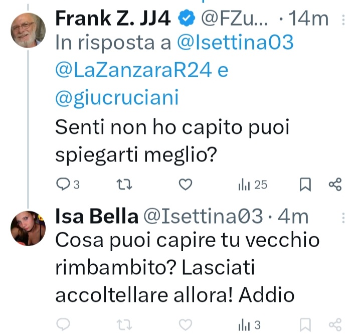 FZuccheroso's tweet image. Questo è il classico esempio di una destroide che offende e ti blocca.
Non si vergogna.