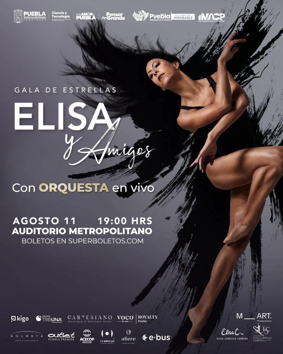 🌟 La bailarina más importante del mundo, orgullo de México, llega a #LaCapitalImparable. Elisa Carrillo, trae una noche inolvidable con orquesta en vivo, dirigida por la directora Lizzi Ceniceros.🩰🎼

🗓️ 11 de Agosto | 19 h. | Auditorio Metropolitano.