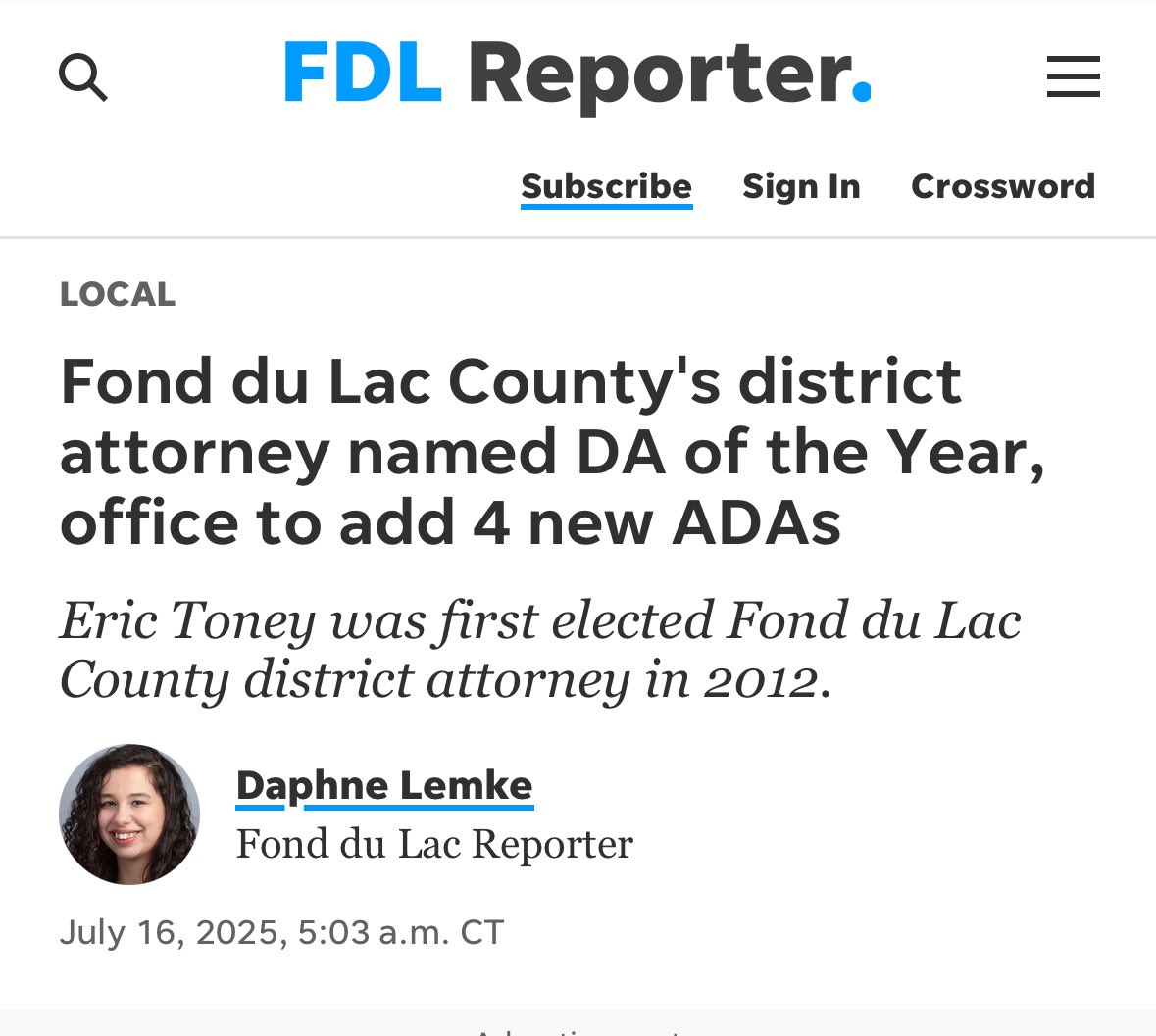 EricJToney's tweet image. I’m humbled and honored to receive the District Attorney of the year award from my colleagues. It represents the hard work that we've done as an office with our support staff and our attorneys, as well as our law enforcement and public safety partners that we have in FDL County.
