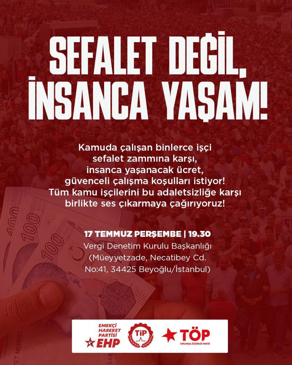 Sendikaların ilk altı ay için %50’lik zam beklentisine karşılık, aylarca toplu iş sözleşmesi görüşmelerini oyalayan hükümetin %22’lik zam teklifi, 600 bin kamu işçisine sefaleti dayatıyor.

Sefalet zammına razı gelmeyen kamu işçilerinin mücadelesine omuz vermek için bir araya