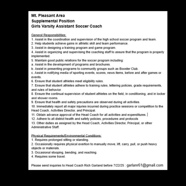 MPASDVikings's tweet image. Please see attached for MPA Girls Assistant Soccer Coach
