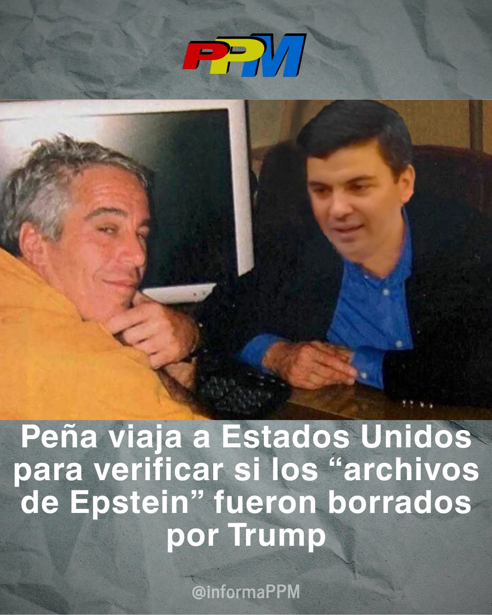 informaPPM's tweet photo. El presidente Santiago Peña inició un viaje de 3 semanas a los Estados Unidos, donde la agenda será acompañar a su par Donald Trump en su esfuerzo por eliminar todos los archivos relacionados al caso Jeffrey Epstein. 

Más info real en https://t.co/4dfM16sSKu https://t.co/UVMOnHiH9e
