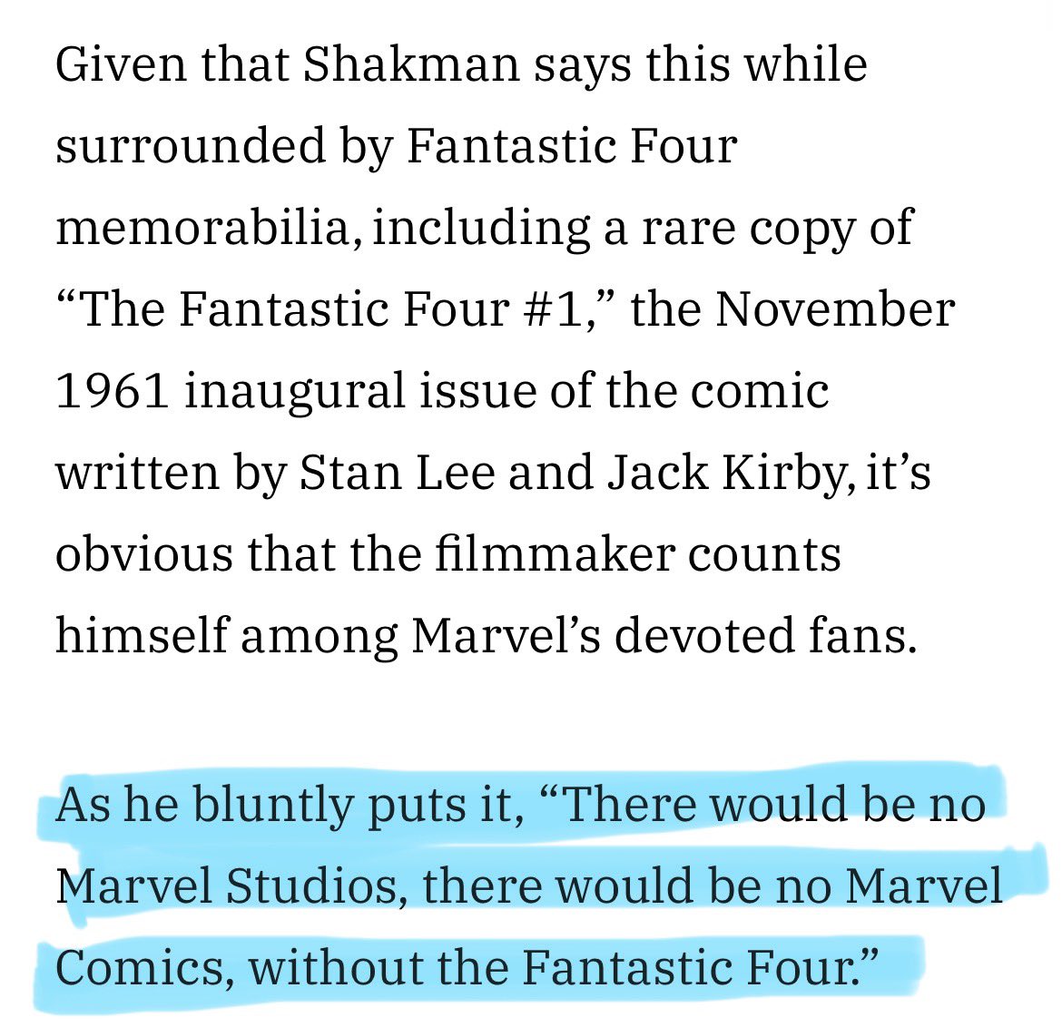 Good stuff here about Matt Shakman. Also appreciate that this was said. Needs to be said more often and more widely known. Hopefully #TheFantasticFourFirstSteps is the beginning of greater awareness of the 4️⃣ to general audiences fed an inferior live action product previously.