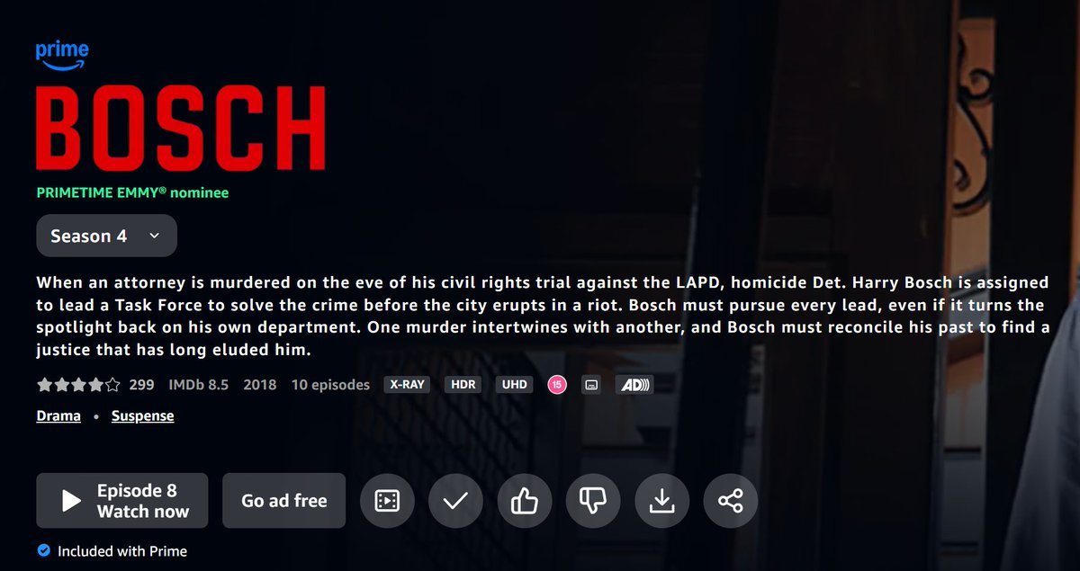 MrPeachUK's tweet image. Time to settle in for some Bosch for the evening. Anyone else enjoy this show?