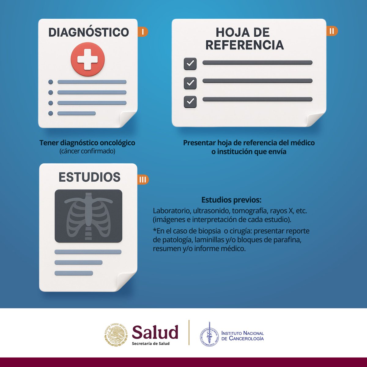 incanMX's tweet image. 📌 ¿Tienes diagnóstico oncológico y deseas solicitar una cita de primera vez en el INCan?
Conoce los requisitos necesarios para tu ingreso 🏥
Es fundamental contar con tu documentación completa para poder brindarte la atención que mereces.
📄 Revisa aquí lo que debes presentar