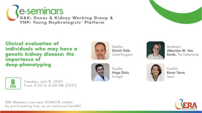 ERA - European Renal Association (@erakidney) on Twitter photo Genetics is reshaping nephrology – a thread on WG e-seminar organised by G&K and <a href="/ynptweets/">YNP of ERA</a>
📌Clinical evaluation of individuals who may have a genetic kidney disease: the importance of deep-phenotyping
💬Moderators: Hugo Diniz <a href="/HDiniz_/">Hugo Diniz, MD 🇵🇹 🇪🇺</a> Roser Torra <a href="/torra_roser/">Roser Torra</a>, Albertien Van Genetics is reshaping nephrology – a thread on WG e-seminar organised by G&K and <a href="/ynptweets/">YNP of ERA</a>
📌Clinical evaluation of individuals who may have a genetic kidney disease: the importance of deep-phenotyping
💬Moderators: Hugo Diniz <a href="/HDiniz_/">Hugo Diniz, MD 🇵🇹 🇪🇺</a> Roser Torra <a href="/torra_roser/">Roser Torra</a>, Albertien Van