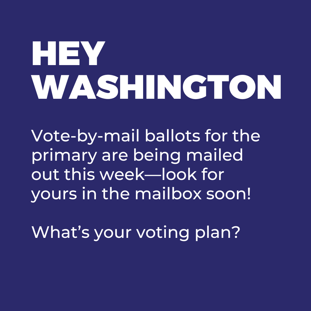 VRLAction's tweet image. It’s voting season, Washington! 🗳️Primary ballots are on their way to your mailbox this week, and Election Day is August 5. Drop your voting plans below, and make sure to track your ballot at votewa.gov.
