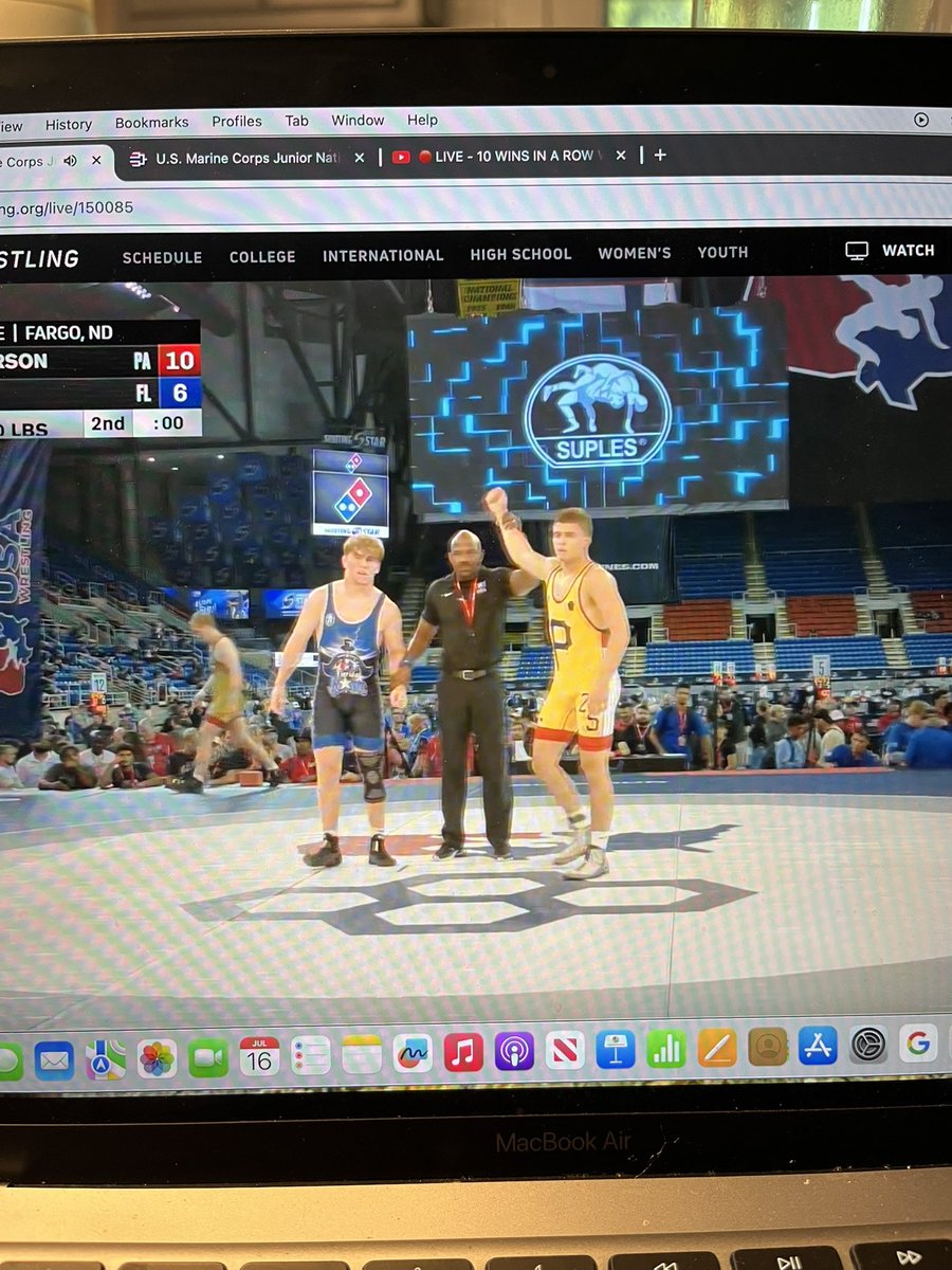 KAWrestling's tweet photo. @MarioHutcherso1 moves on to the FARGO FINALS!!

He will wrestle for the title at 6:30 this evening!!

Let’s goooo!!!

#KAAllDay https://t.co/EzFFcivGdP