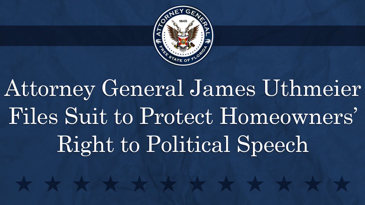 AGJamesUthmeier's tweet image. Using lawfare to retaliate against political speech is wrong and unlawful.
These homeowners should be free to support President Trump without fear, and we will protect their right to do so.