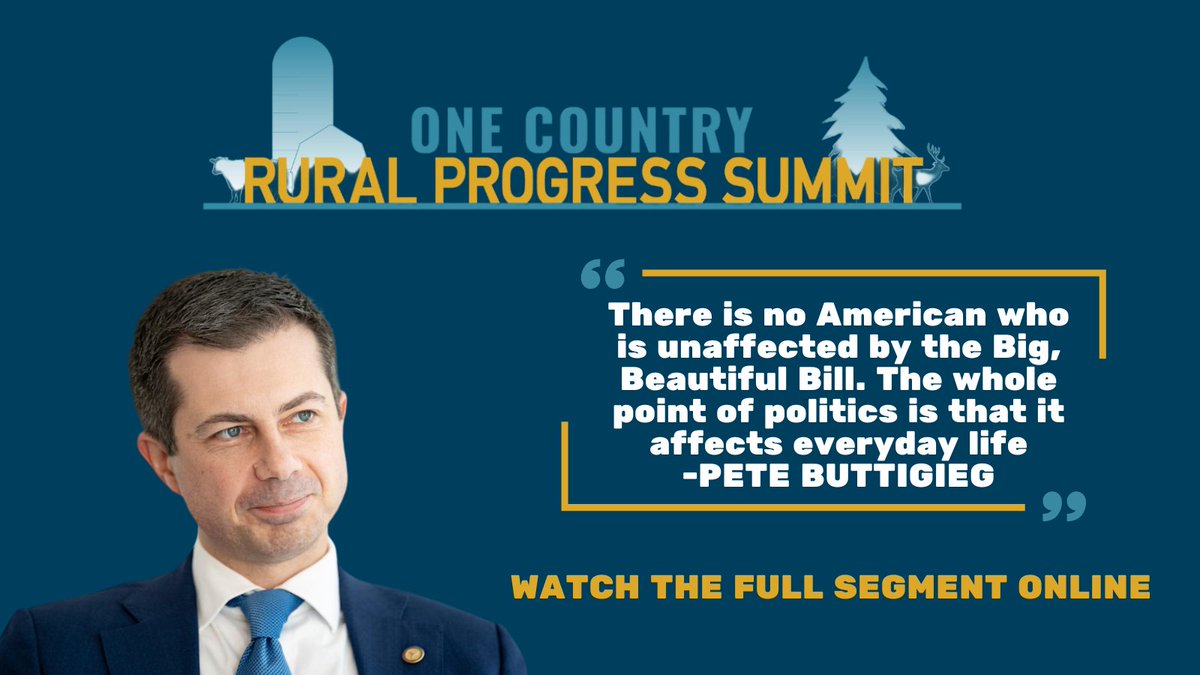 _OneCountry_'s tweet image. Last week, we held our annual Rural Progress Summit. We were honored to host Secretary @PeteButtigieg to discuss policy, politics, and life in rural America, offering some valuable insights. Watch the full segment here: youtu.be/5_duGOnIfnE