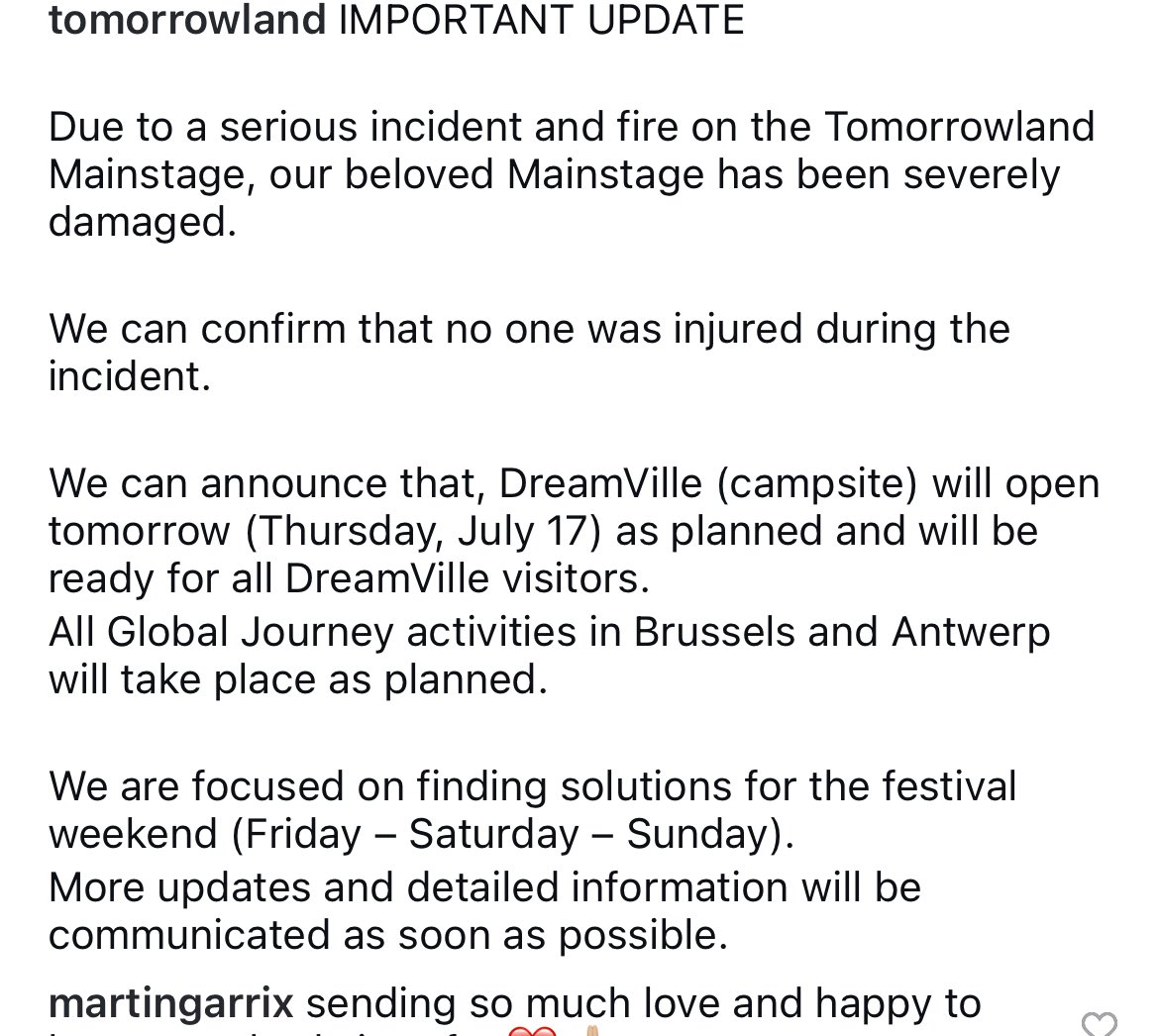 Vandervoort_M's tweet photo. Ongelooflijk dat @vrtnws het Engels niet machtig is om een press release van Tomorrowland correct weer te geven: “alles zal doorgaan zoals gepland”. Waar leest @joppedehert dit exact? Iedereen lijkt vandaag voor zijn beurt te spreken. PR disaster in the making … https://t.co/17Cnuuo0xQ