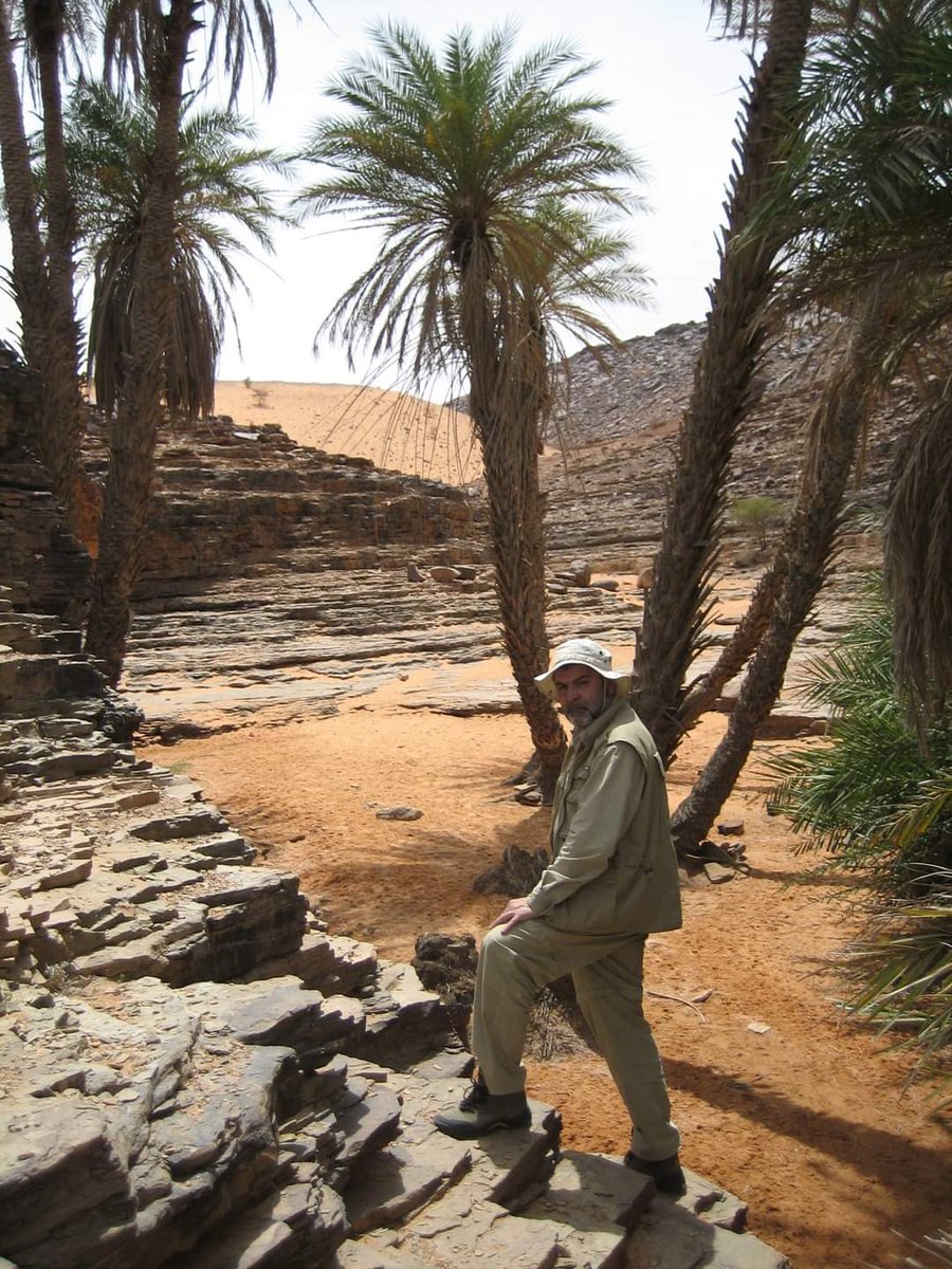 J_MartinezFrias's tweet photo. Ahora que de nuevo se habla de #Mauritania, comparto algunas fotos de la campaña científica "Mauritania2007", sobre análogos y cráteres. Fotos: grupo en el "arbol de Monod"; en el oasis y junto a un bloque de las megabrechas #Richat y otra del borde de la estructura de #Aouelloul https://t.co/1YdihUdx9D