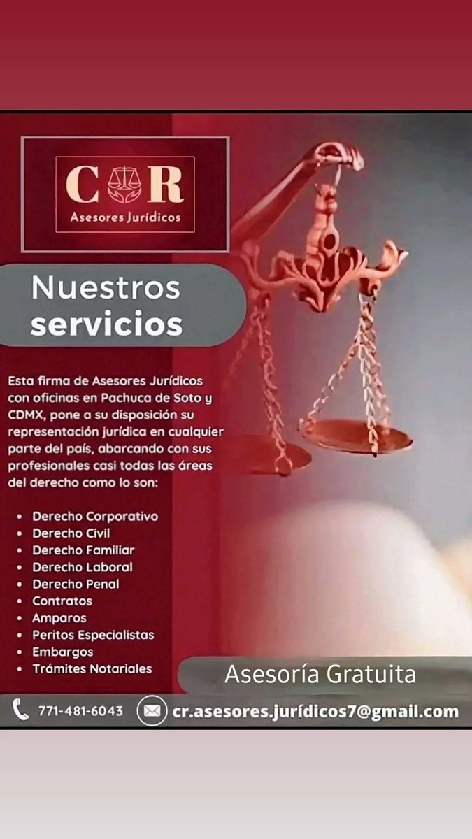 👨‍⚖️🦉⚖️♎️👩‍⚖️🇲🇽
¿Necesitas asesoría legal confiable y efectiva en Hidalgo?

En nuestro Despacho Integral de Abogados, CR Asesores Jurídicos, ofrecemos atención personalizada, experiencia y soluciones legales a tu medida.

Contáctanos hoy mismo:
Tel: 771 481 60 43