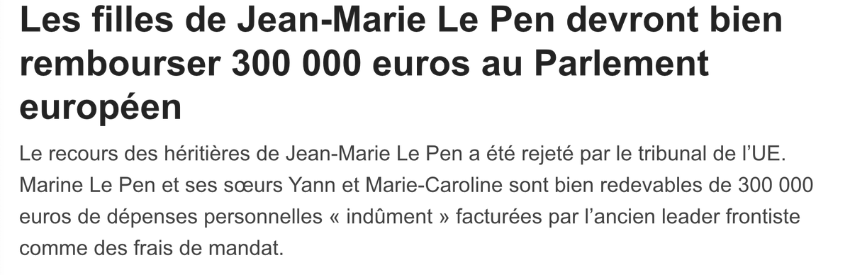 bif_o's tweet image. Il y a une sorte de continuité dans la famille Le Pen en ce qui concerne l&apos;argent du Parlement européen, in @OuestFrance (16 juillet 2025)