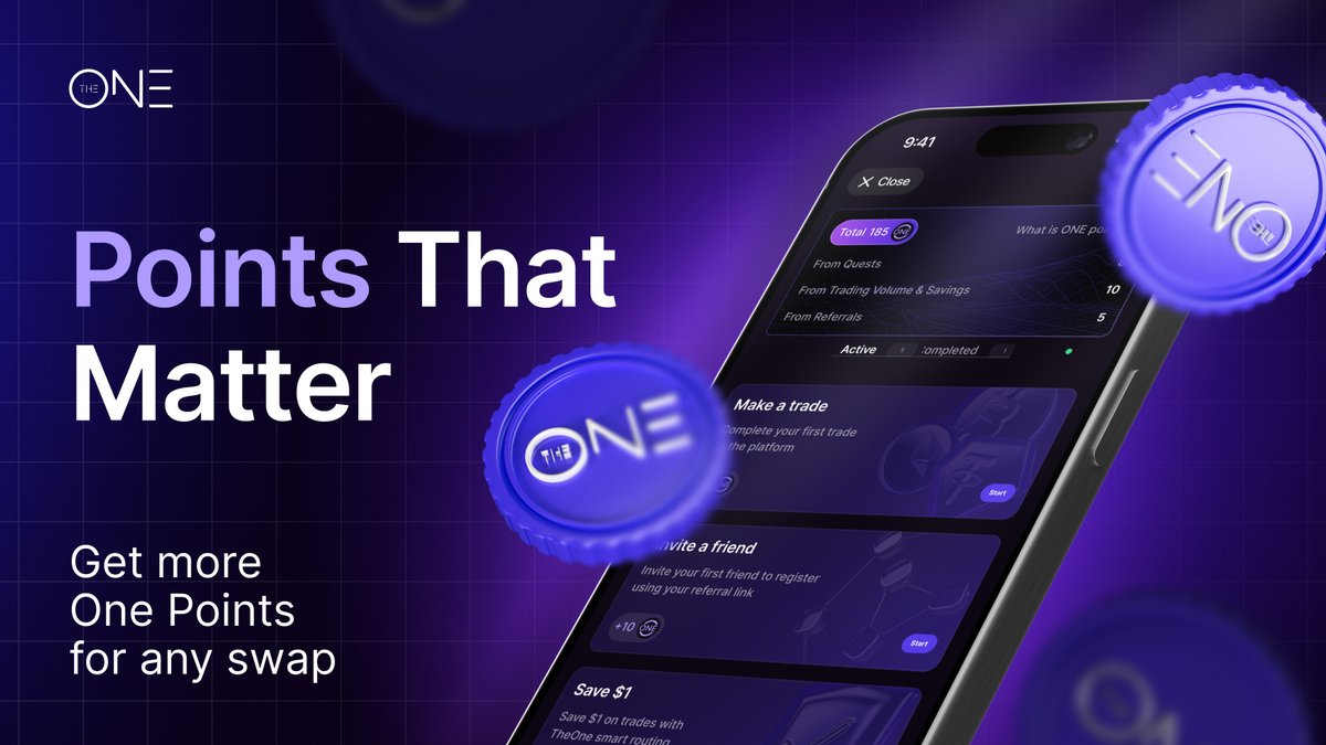 👀Points That Matter.
Earn ONE Points on every swap — and extra when Smart Routing saves you more.

🚀Trade smarter. Stack more. Earn ahead of everyone. Start now 👉t.me/TheOneTGBot