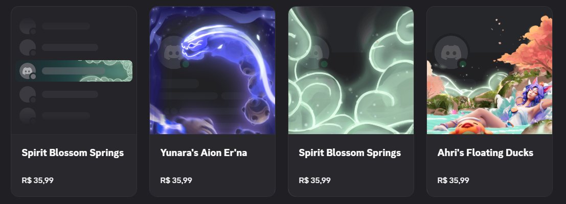 NewAzkaryan's tweet image. League of Legends x Discord 🪷
A Coleção de Além do Florescer Espiritual para o Discord está disponível
-» Temático de Ahri e Sett Termas do Florescer
-» Temático de Yunara
-» Temático de Karma, Morgana e Zed Florescer Espiritual