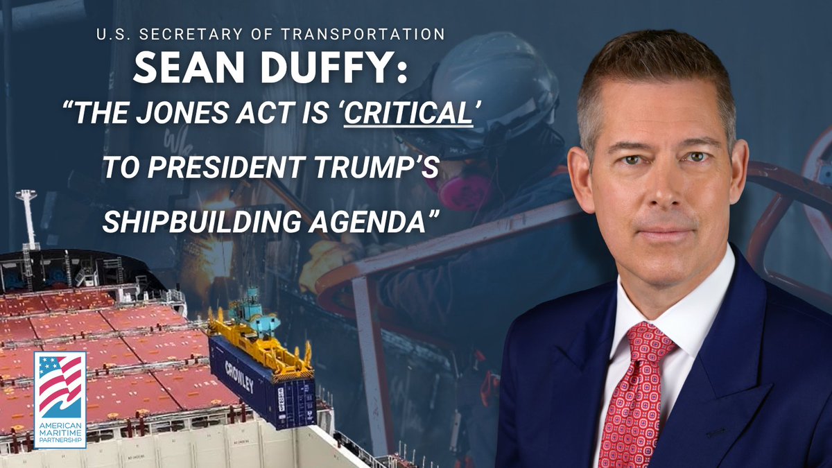 AMPmaritime's tweet image. Today at a hearing with @TransportGOP, @SecDuffy told Congress that the Jones Act is "critical" to President Trump's maritime dominance agenda.
Thank you, Secretary Duffy, for continuing to stand with the men and women of American Maritime. 🇺🇸⚓️