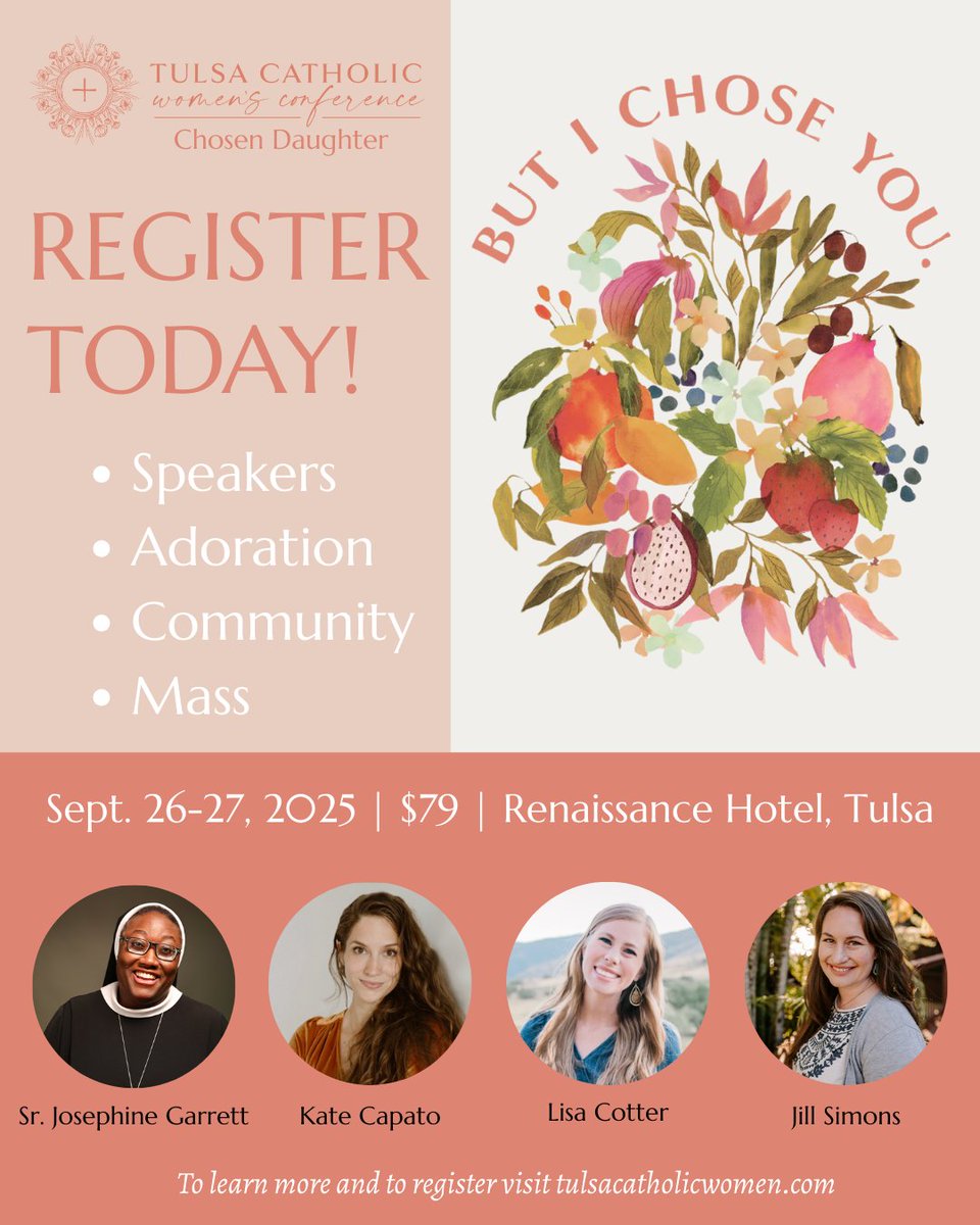 The Tulsa Catholic Women's Conference will be on Sept. 26-27 at the Renaissance Hotel in Tulsa. Join the second annual conference by registering today at tulsacatholicwomen.com.