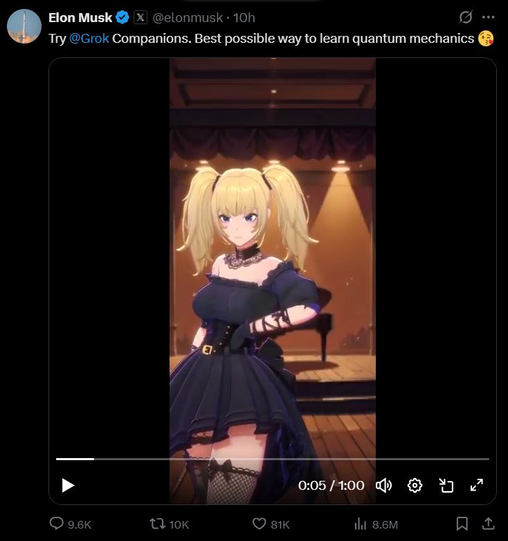 TrustMeBro901's tweet image. Musk talks about declining birthrates while pimping AI companions.
#AntiChrist